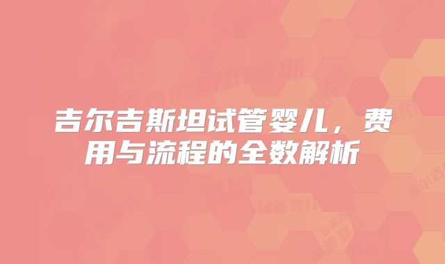 吉尔吉斯坦试管婴儿，费用与流程的全数解析