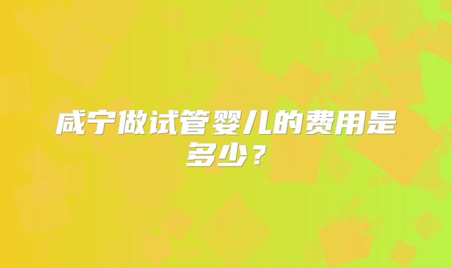 咸宁做试管婴儿的费用是多少？