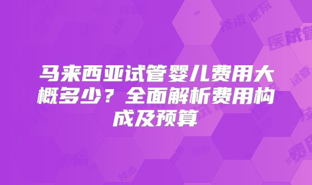 马来西亚试管婴儿费用大概多少?全面解析费用构成及预算
