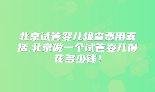 北京试管婴儿检查费用囊括,北京做一个试管婴儿得花多少钱！