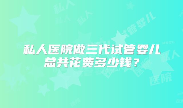 私人医院做三代试管婴儿总共花费多少钱？
