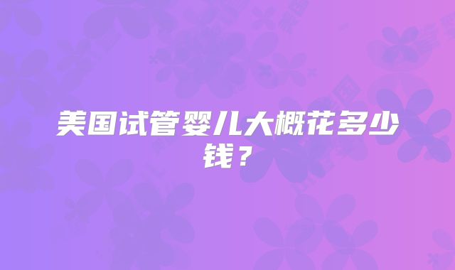 美国试管婴儿大概花多少钱？