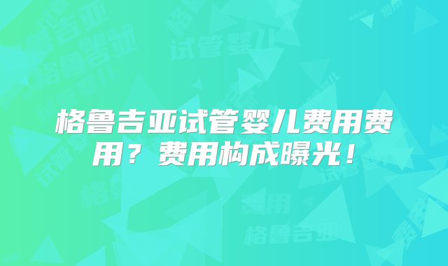 格鲁吉亚试管婴儿费用费用?费用构成曝光!