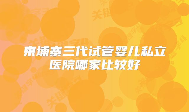 柬埔寨三代试管婴儿私立医院哪家比较好