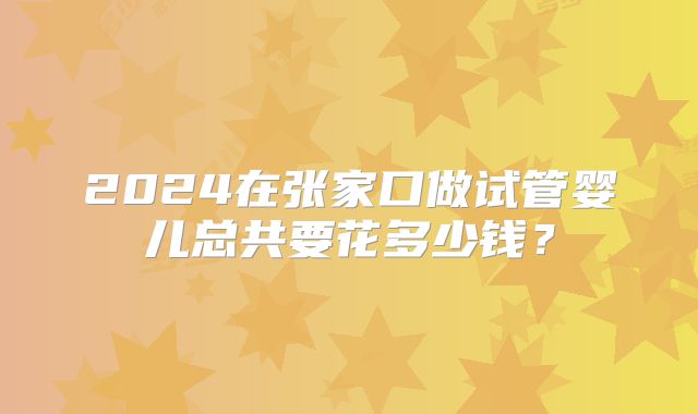 2024在张家口做试管婴儿总共要花多少钱？