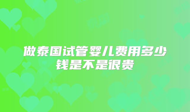 做泰国试管婴儿费用多少钱是不是很贵