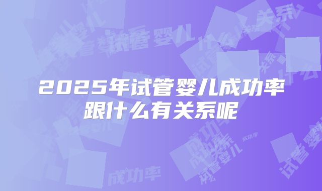 2025年试管婴儿成功率跟什么有关系呢