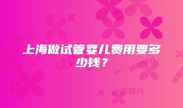 上海做试管婴儿费用要多少钱？