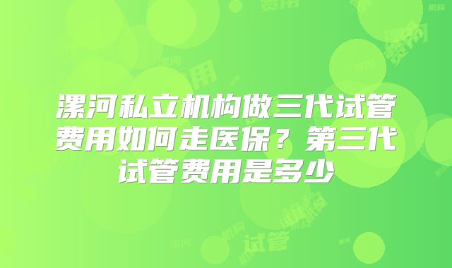 漯河私立机构做三代试管费用如何走医保?第三代试管费用是多少