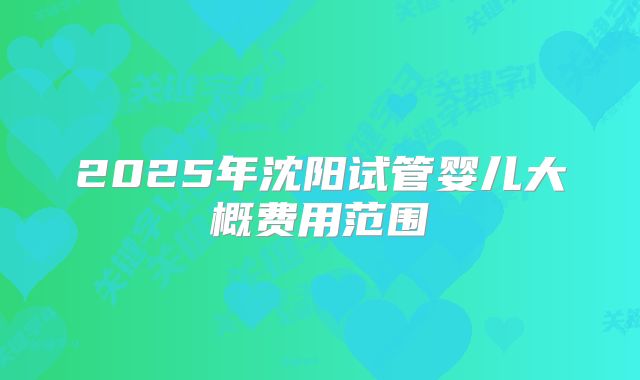 2025年沈阳试管婴儿大概费用范围