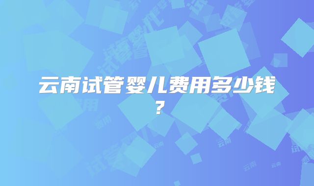 云南试管婴儿费用多少钱？