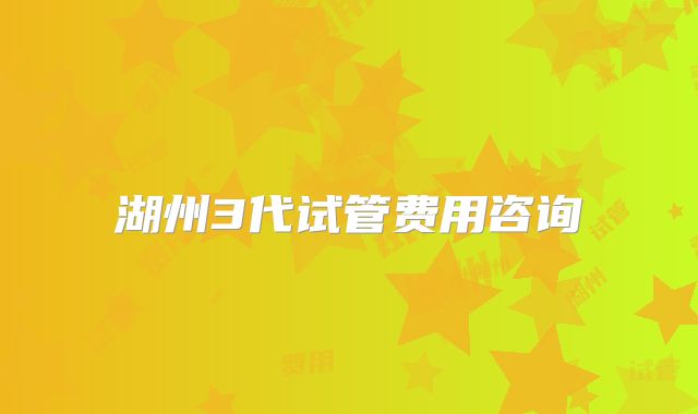 湖州3代试管费用咨询