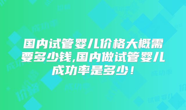 国内试管婴儿价格大概需要多少钱,国内做试管婴儿成功率是多少!
