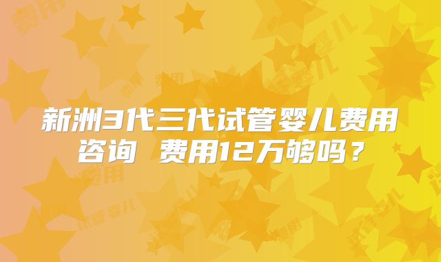 新洲3代三代试管婴儿费用咨询 费用12万够吗?