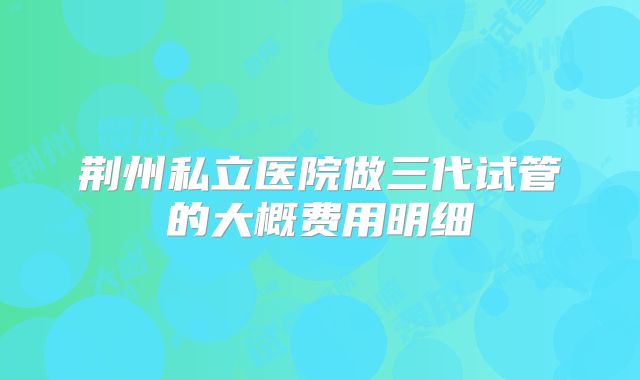 荆州私立医院做三代试管的大概费用明细