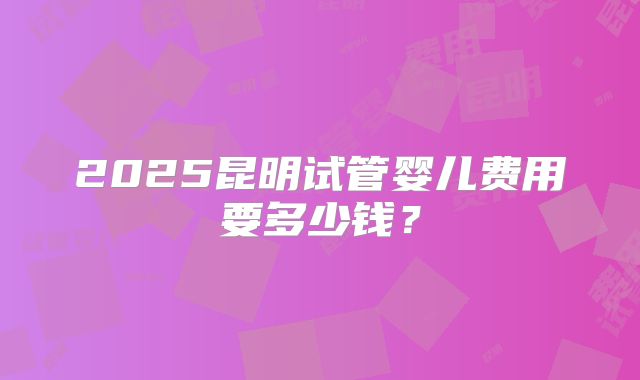 2025昆明试管婴儿费用要多少钱？