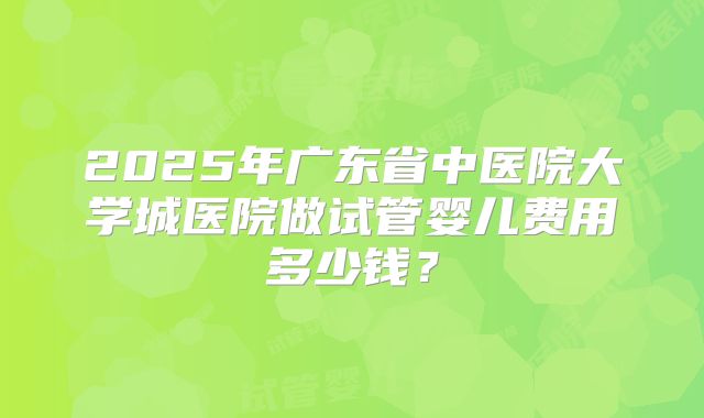 2025年广东省中医院大学城医院做试管婴儿费用多少钱?