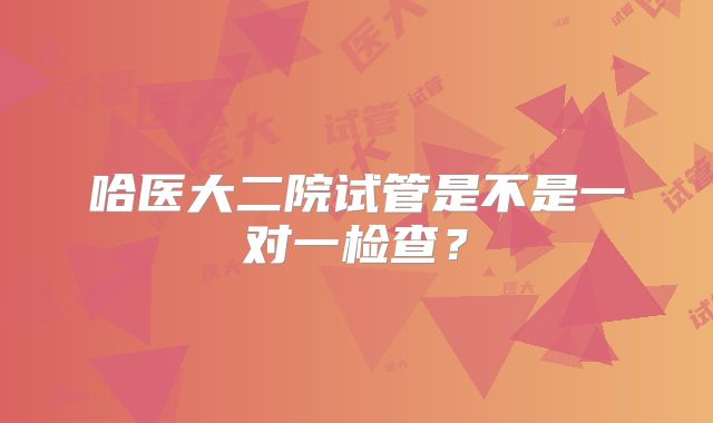 哈医大二院试管是不是一对一检查?