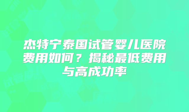 杰特宁泰国试管婴儿医院费用如何？揭秘最低费用与高成功率