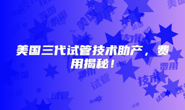 美国三代试管技术助产,费用揭秘!