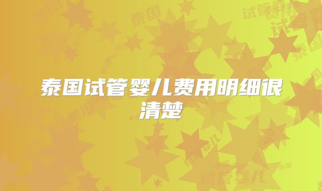 泰国试管婴儿费用明细很清楚