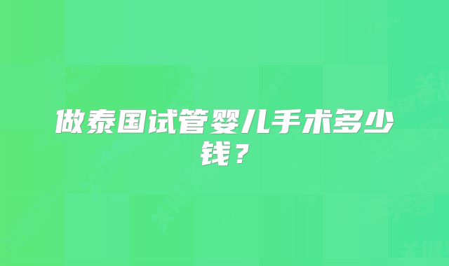 做泰国试管婴儿手术多少钱？