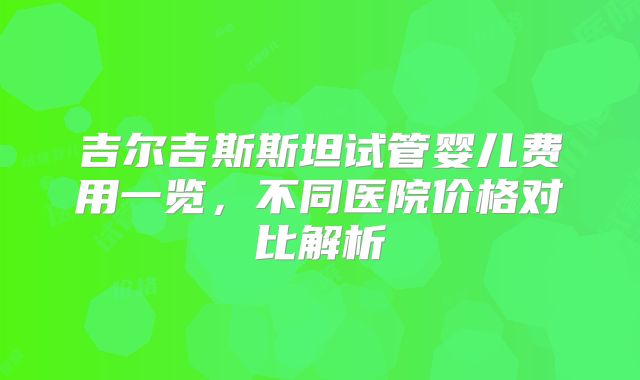 吉尔吉斯斯坦试管婴儿费用一览，不同医院价格对比解析