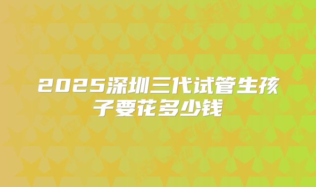 2025深圳三代试管生孩子要花多少钱