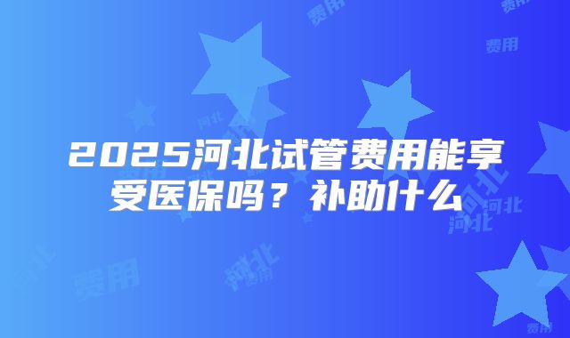 2025河北试管费用能享受医保吗？补助什么