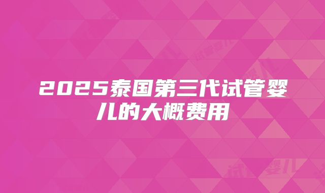 2025泰国第三代试管婴儿的大概费用