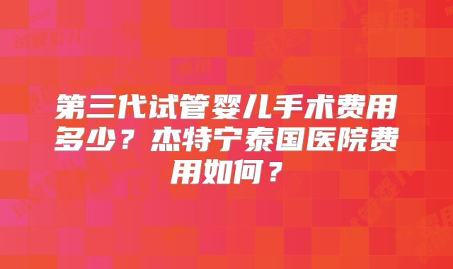 第三代试管婴儿手术费用多少?杰特宁泰国医院费用如何?