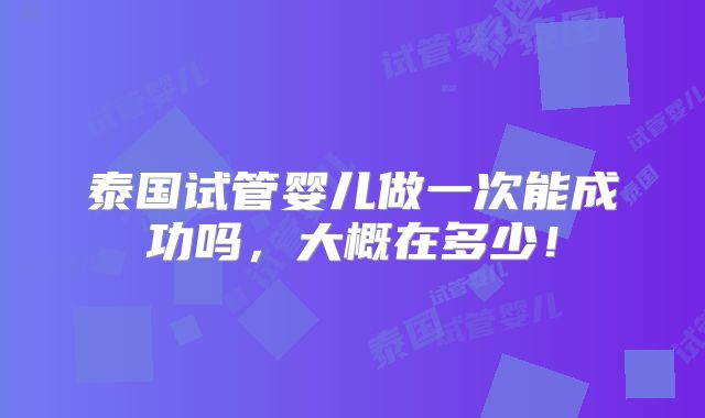 泰国试管婴儿做一次能成功吗,大概在多少!