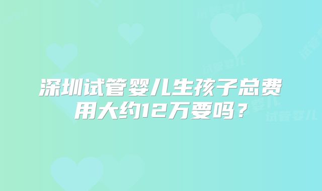 深圳试管婴儿生孩子总费用大约12万要吗？