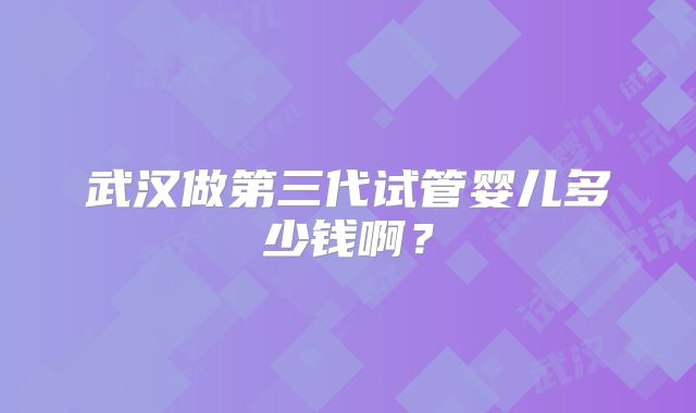 武汉做第三代试管婴儿多少钱啊?