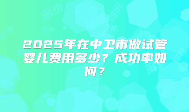 2025年在中卫市做试管婴儿费用多少？成功率如何？