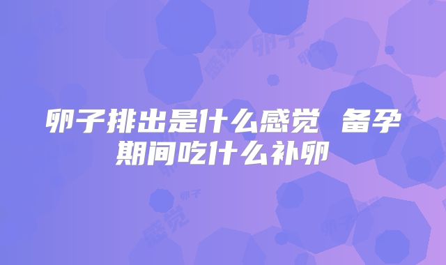 卵子排出是什么感觉 备孕期间吃什么补卵