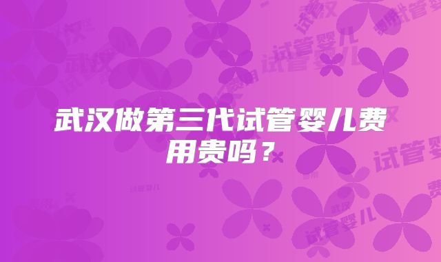 武汉做第三代试管婴儿费用贵吗?