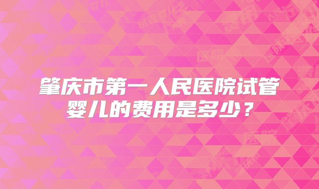 肇庆市第一人民医院试管婴儿的费用是多少?