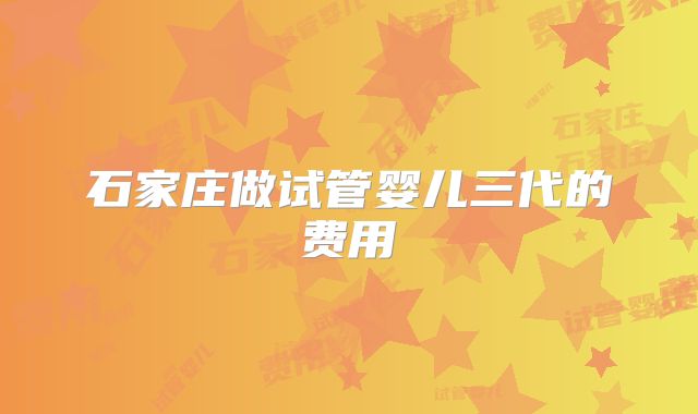 石家庄做试管婴儿三代的费用