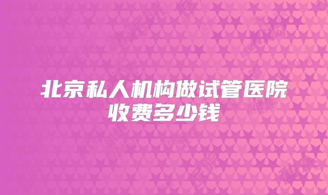 北京私人机构做试管医院收费多少钱