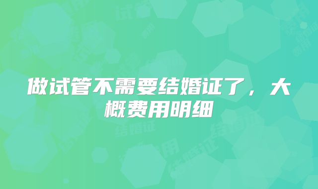 做试管不需要结婚证了，大概费用明细
