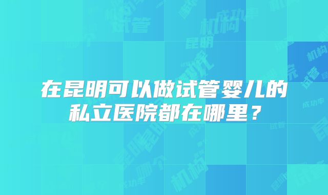 在昆明可以做试管婴儿的私立医院都在哪里?