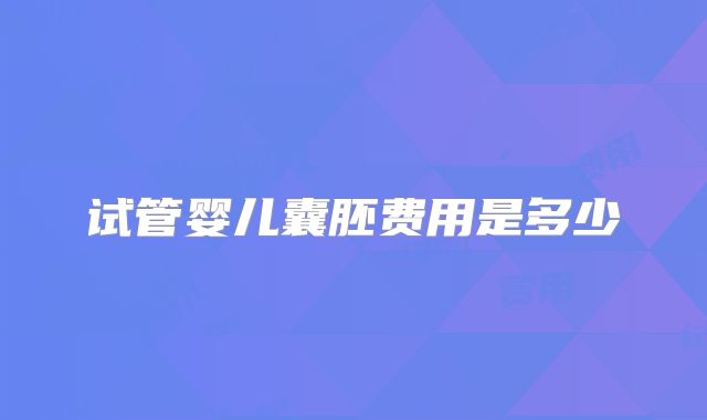 试管婴儿囊胚费用是多少