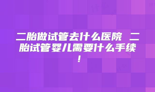 二胎做试管去什么医院 二胎试管婴儿需要什么手续！