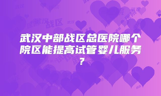 武汉中部战区总医院哪个院区能提高试管婴儿服务？