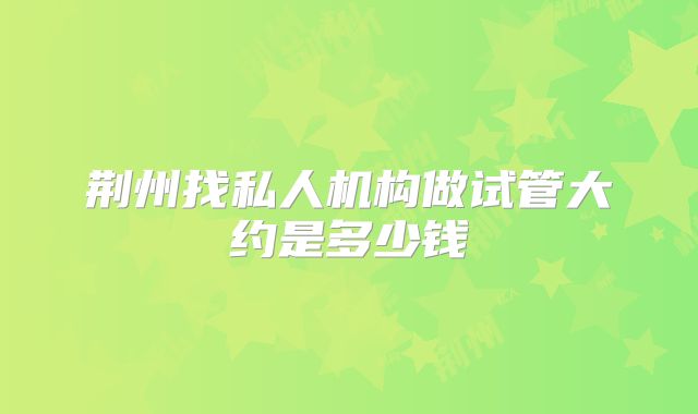 荆州找私人机构做试管大约是多少钱