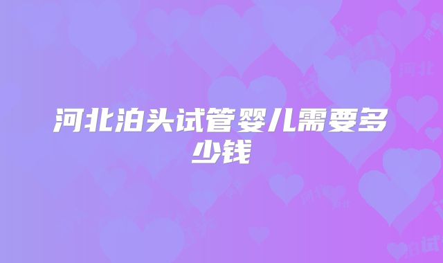 河北泊头试管婴儿需要多少钱