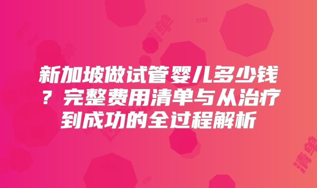 新加坡做试管婴儿多少钱？完整费用清单与从治疗到成功的全过程解析