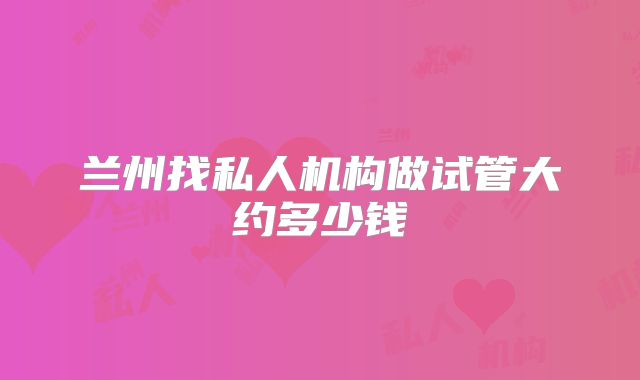 兰州找私人机构做试管大约多少钱