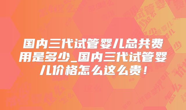 国内三代试管婴儿总共费用是多少_国内三代试管婴儿价格怎么这么贵!